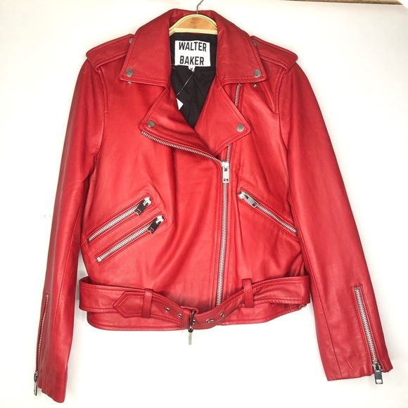 Walter Baker Allison Leather Moto Red Jacket - Picture 3 of 11